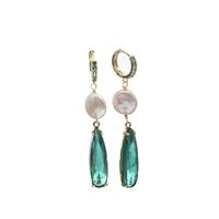 Retro Square Pearl Sterling Silver Inlay Zircon Drop Earrings 1 Pair main image 2