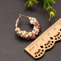 Fashion Geometric Pearl Copper Inlay Natural Stone Earrings 1 Pair main image 5