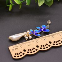 Retro Flower Pearl Inlay Crystal Drop Earrings 1 Pair sku image 14