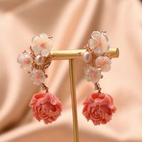 Retro Flower Pearl Inlay Crystal Drop Earrings 1 Pair sku image 13