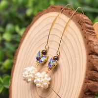 Retro Flower Pearl Inlay Crystal Drop Earrings 1 Pair sku image 7