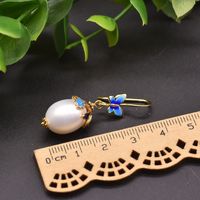 Retro Flower Pearl Inlay Crystal Drop Earrings 1 Pair sku image 9