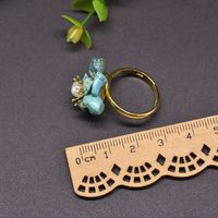 Ethnic Style Flower Pearl Sterling Silver Inlay Turquoise Rings main image 4