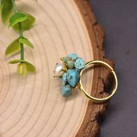 Ethnic Style Flower Pearl Sterling Silver Inlay Turquoise Rings main image 1