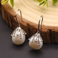 Elegant Geometric Pearl Sterling Silver Ear Hook 1 Pair sku image 6