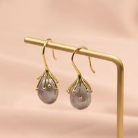 Elegant Geometric Pearl Sterling Silver Ear Hook 1 Pair sku image 9