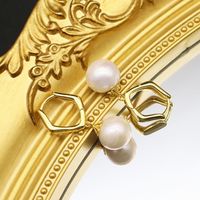 Retro Geometric Pearl Sterling Silver Drop Earrings 1 Pair main image 3