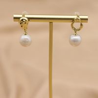 Retro Geometric Pearl Sterling Silver Drop Earrings 1 Pair sku image 3