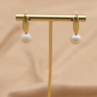 Retro Geometric Pearl Sterling Silver Drop Earrings 1 Pair sku image 1