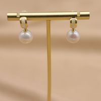 Retro Geometric Pearl Sterling Silver Drop Earrings 1 Pair sku image 6