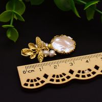 1 Pair Ethnic Style Leaf Square Oval Natural Stone Pearl Sterling Silver Earrings main image 3