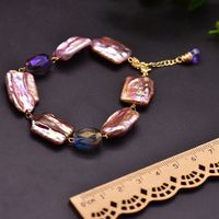 Retro Geometric Square Heart Shape Pearl Copper Plating Bracelets sku image 6