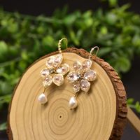 1 Pair Fashion Flower Turquoise Pearl 14K Gold Plated Earrings main image 4