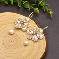 1 Pair Fashion Flower Turquoise Pearl 14K Gold Plated Earrings main image 3