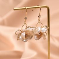 1 Pair Fashion Flower Turquoise Pearl 14K Gold Plated Earrings sku image 2
