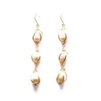 Simple Style Round Flower Pearl Inlay Rhinestones Drop Earrings 1 Pair main image 4