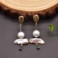 Simple Style Round Flower Pearl Inlay Rhinestones Drop Earrings 1 Pair sku image 17