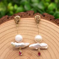 Simple Style Round Flower Pearl Inlay Rhinestones Drop Earrings 1 Pair sku image 18