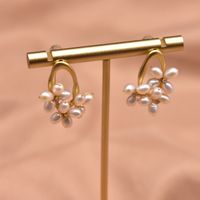 Simple Style Round Flower Pearl Inlay Rhinestones Drop Earrings 1 Pair sku image 15