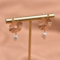Simple Style Round Flower Pearl Inlay Rhinestones Drop Earrings 1 Pair sku image 11