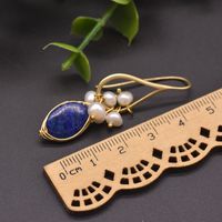 Simple Style Oval Flower Pearl Copper Inlay Beads Drop Earrings 1 Pair main image 2