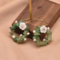 Simple Style Oval Flower Pearl Copper Inlay Beads Drop Earrings 1 Pair sku image 7