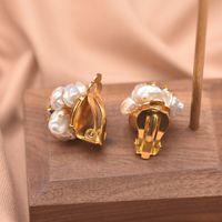 Simple Style Oval Flower Pearl Copper Inlay Beads Drop Earrings 1 Pair sku image 14