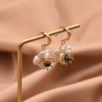Simple Style Oval Flower Pearl Copper Inlay Beads Drop Earrings 1 Pair sku image 15