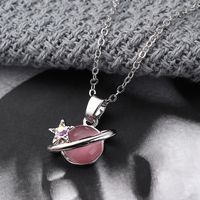 1 Piece Fashion Star Planet Alloy Polishing Plating Inlay Rhinestones Opal White Gold Plated Women's Pendant Necklace main image 3
