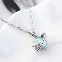 1 Piece Fashion Star Planet Alloy Polishing Plating Inlay Rhinestones Opal White Gold Plated Women's Pendant Necklace main image 4