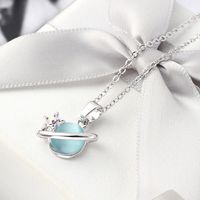 1 Piece Fashion Star Planet Alloy Polishing Plating Inlay Rhinestones Opal White Gold Plated Women's Pendant Necklace main image 2