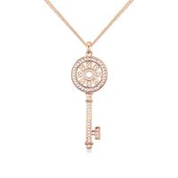 1 Piece Fashion Key Alloy Plating Hollow Out Inlay Crystal 18k Gold Plated Women's Pendant Necklace main image 2