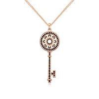 1 Piece Fashion Key Alloy Plating Hollow Out Inlay Crystal 18k Gold Plated Women's Pendant Necklace main image 4