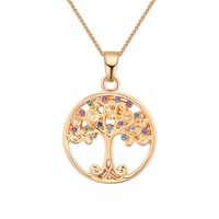 1 Pieza Moda Árbol Aleación Pulido Ahuecar Embutido Cristal Mujeres Collar Colgante sku image 2