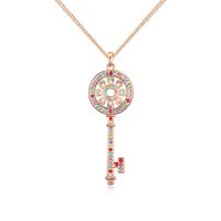 1 Piece Fashion Key Alloy Plating Hollow Out Inlay Crystal 18k Gold Plated Women's Pendant Necklace main image 3