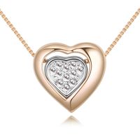 1 Piece Simple Style Heart Shape Alloy Plating Rhinestones Gold Plated Women's Pendant Necklace sku image 1