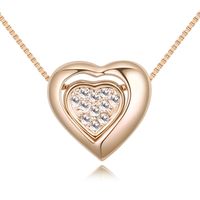 1 Pieza Estilo Simple Forma De Corazón Aleación Enchapado Diamantes De Imitación Chapado En Oro Mujeres Collar Colgante sku image 5