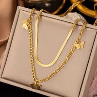 304 Stainless Steel Plastic 18K Gold Plated Sweet Streetwear Plating Butterfly Acrylic Plastic Necklace sku image 5