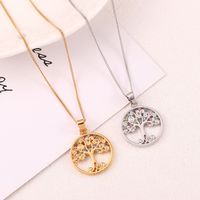 1 Piece Fashion Tree Alloy Polishing Hollow Out Inlay Crystal Women's Pendant Necklace main image 1