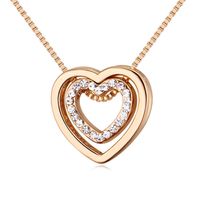 1 Piece Simple Style Heart Shape Alloy Plating Hollow Out Inlay Gold Plated Women's Necklace main image 4