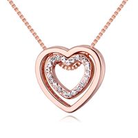 1 Piece Simple Style Heart Shape Alloy Plating Hollow Out Inlay Gold Plated Women's Necklace main image 2