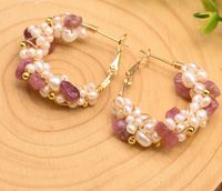 Fashion Geometric Pearl Copper Inlay Natural Stone Earrings 1 Pair sku image 2