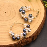 Fashion Geometric Pearl Copper Inlay Natural Stone Earrings 1 Pair sku image 3