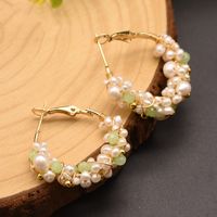 Fashion Geometric Pearl Copper Inlay Natural Stone Earrings 1 Pair sku image 4