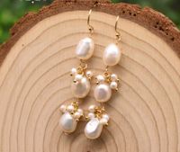 Simple Style Oval Flower Pearl Copper Inlay Beads Drop Earrings 1 Pair sku image 9