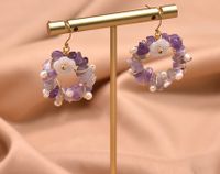 Simple Style Oval Flower Pearl Copper Inlay Beads Drop Earrings 1 Pair sku image 8