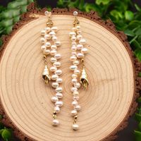 Simple Style Round Flower Pearl Inlay Rhinestones Drop Earrings 1 Pair sku image 19