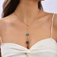 Fashion Butterfly Copper Inlay Natural Stone Agate Zircon Pendant Necklace 1 Piece sku image 4