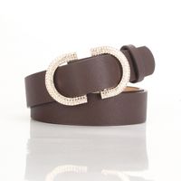 Casual Solid Color Pu Leather Alloy Plating Rhinestones Women's Leather Belts 1 Piece sku image 3