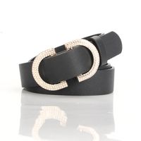 Casual Solid Color Pu Leather Alloy Plating Rhinestones Women's Leather Belts 1 Piece sku image 2
